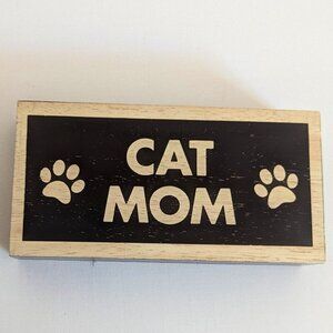 NWT 'Cat Mom' Paws Wooden Box Sign Home Table Decor Michael's Mother's Day Pets